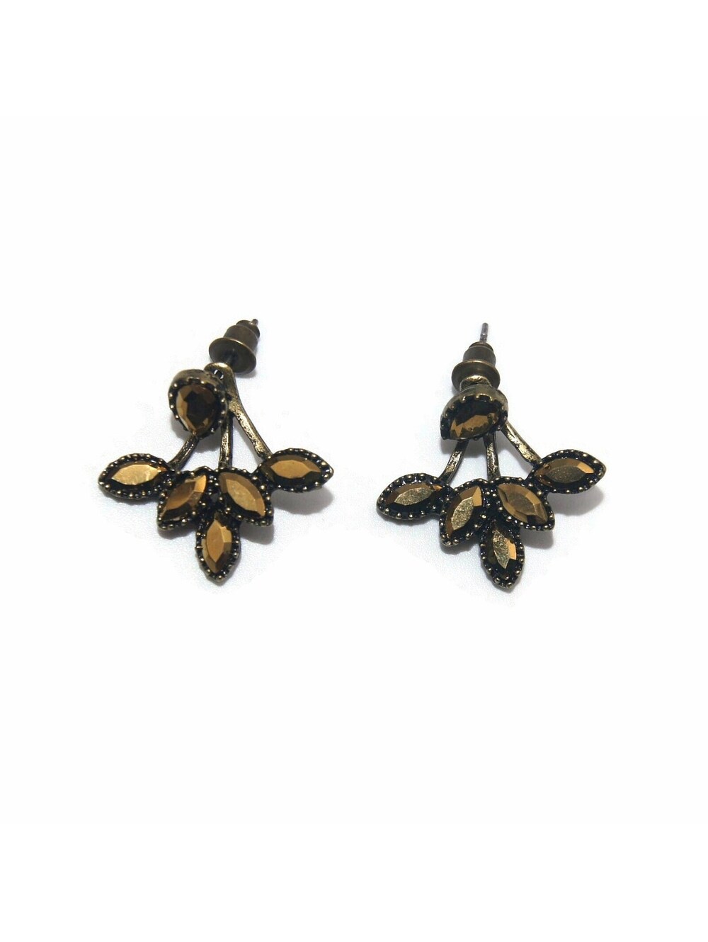Vintage Gold Tone and Gold Rhinestones 2 Piece Dangle Earrings.